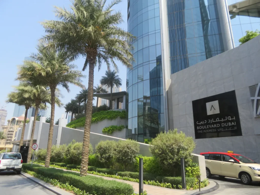 entrance with palms, The Address - The Blvd, Downtown Dubai, Dubai