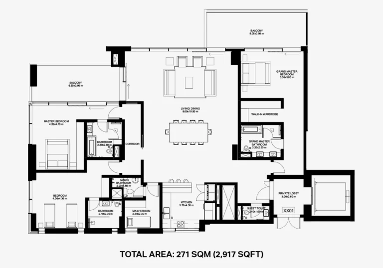 The One JBR floor plan 3 BR · 2917 sqft