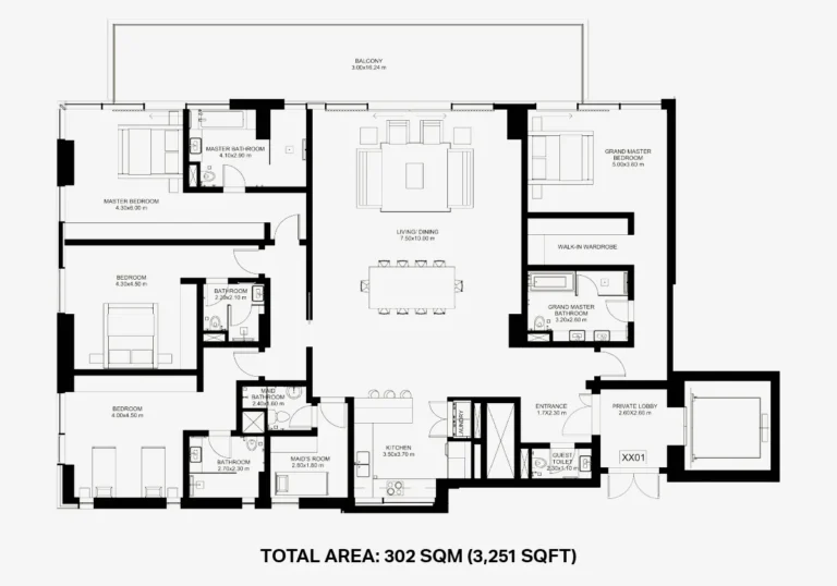 The One JBR floor plan 4 BR · 3251 sqft