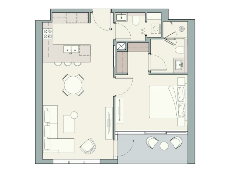 The Quayside floor plan 1-спальн.