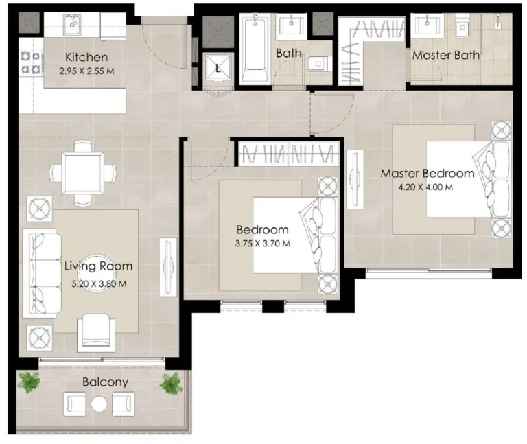 The Regent floor plan 2 BR