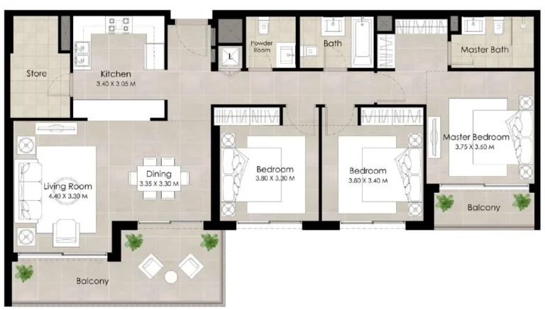 The Regent floor plan 3 BR