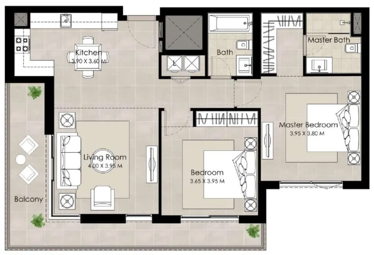 The Regent floor plan 2 BR