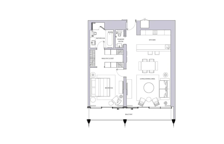 The Sterling floor plan 1 BR
