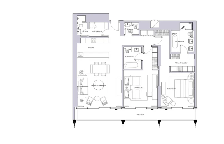 The Sterling floor plan 2 BR