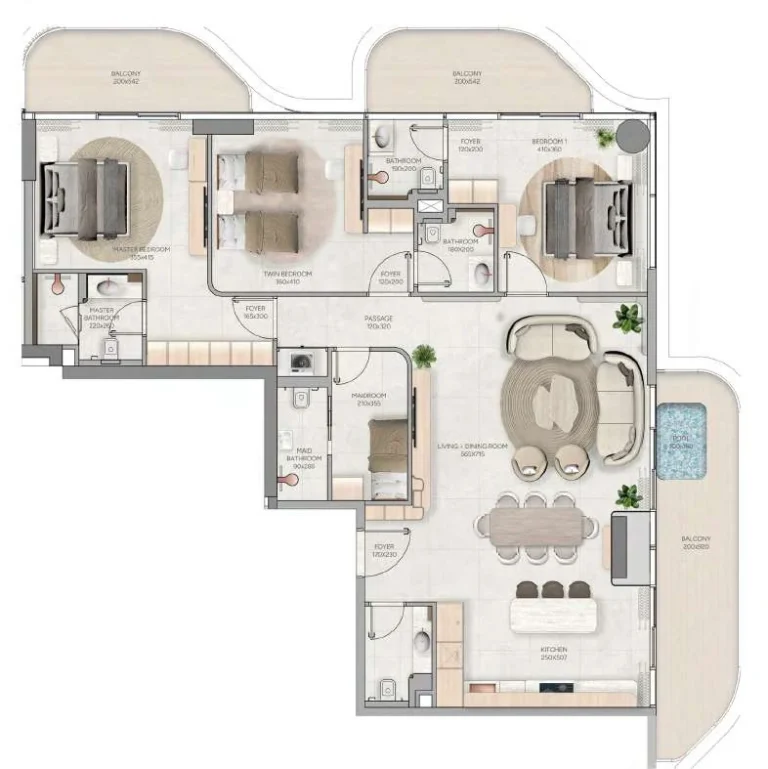Vestoria Bay floor plan 3 BR