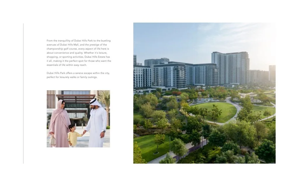 Residential buildings overlooking a large green park area