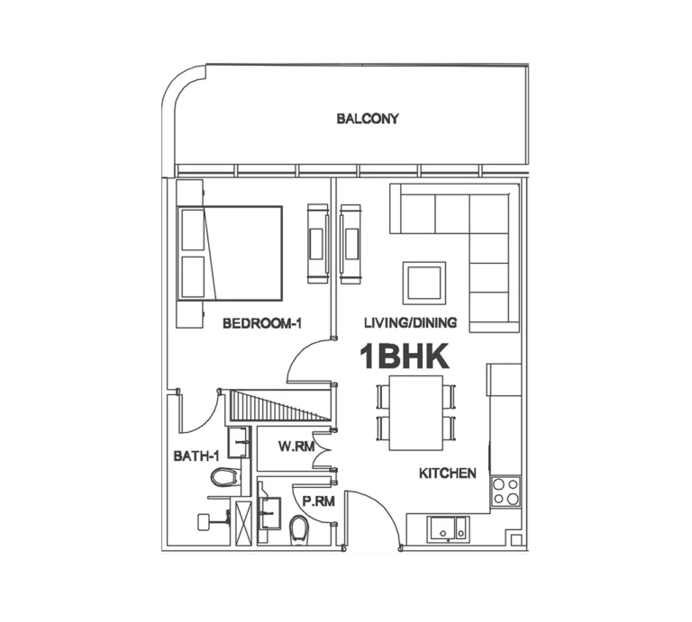 Villa dell Arte floor plan 1-спальн.