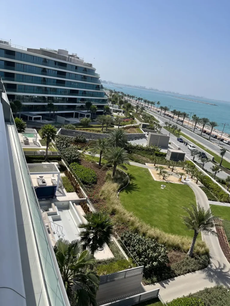 garden and sea view from balcony, W Residences Dubai - The Palm, Palm Jumeirah, Dubai